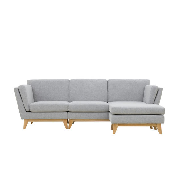 Canapé d'angle réversible 4 places en tissu gris clair OSBY