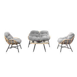Salon de jardin 4 places canapé + fauteuils gris foncé - CASMA