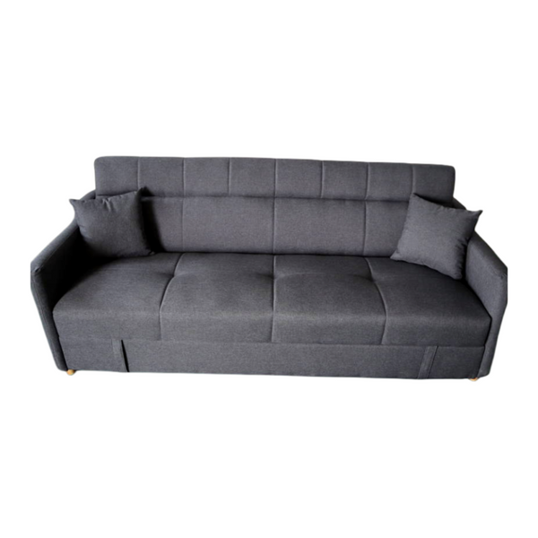 Canapé convertible avec coffre en tissu gris foncé 3 places BAKAR