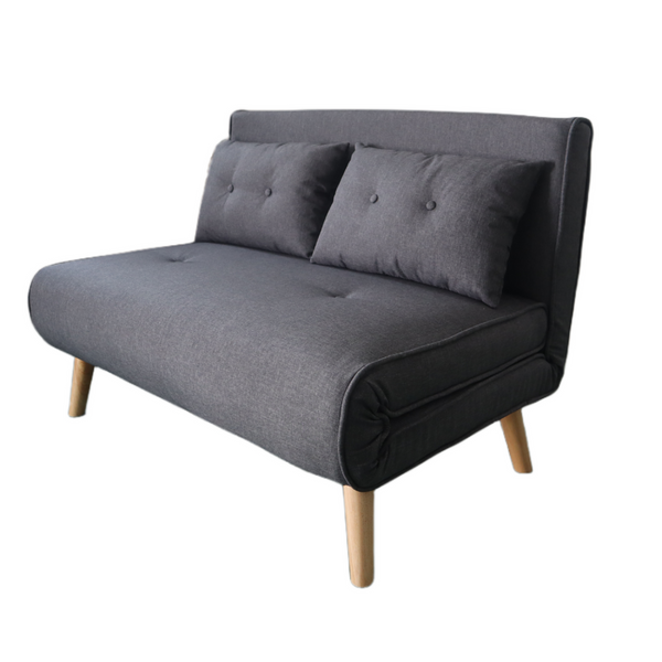 Canapé convertible en tissu gris foncé 2 places GLINA