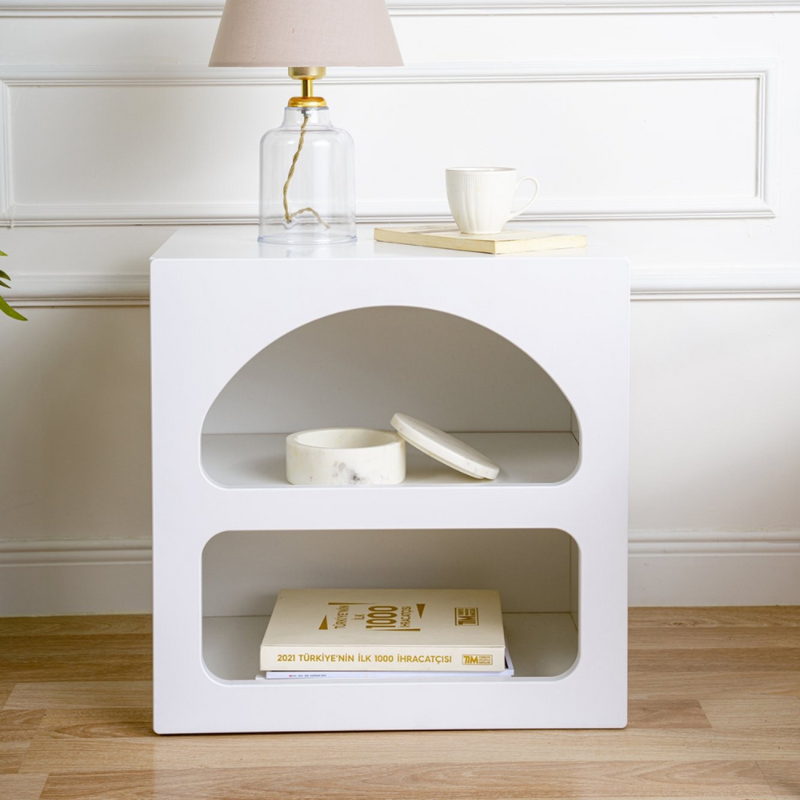 Table de chevet avec niches blanc XICO