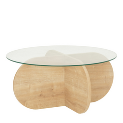 Table basse en bois et plateau en verre MORELIA