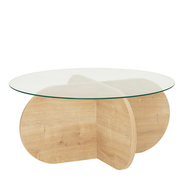 Table basse en bois et plateau en verre MORELIA