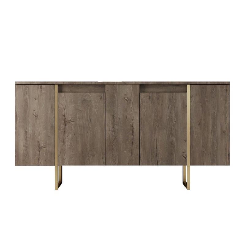 Buffet design bois et or 160 cm4 portes MINAS