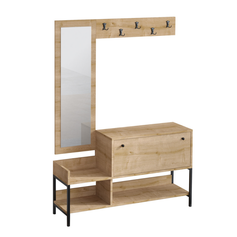 Meuble d'entrée avec porte-manteau et rangement à chaussures PANDO