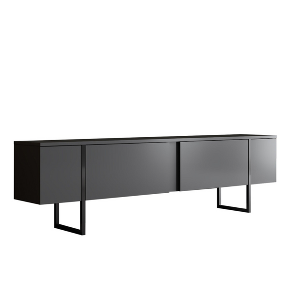 Meuble TV anthracite et noir 2 portes 180cm LISON