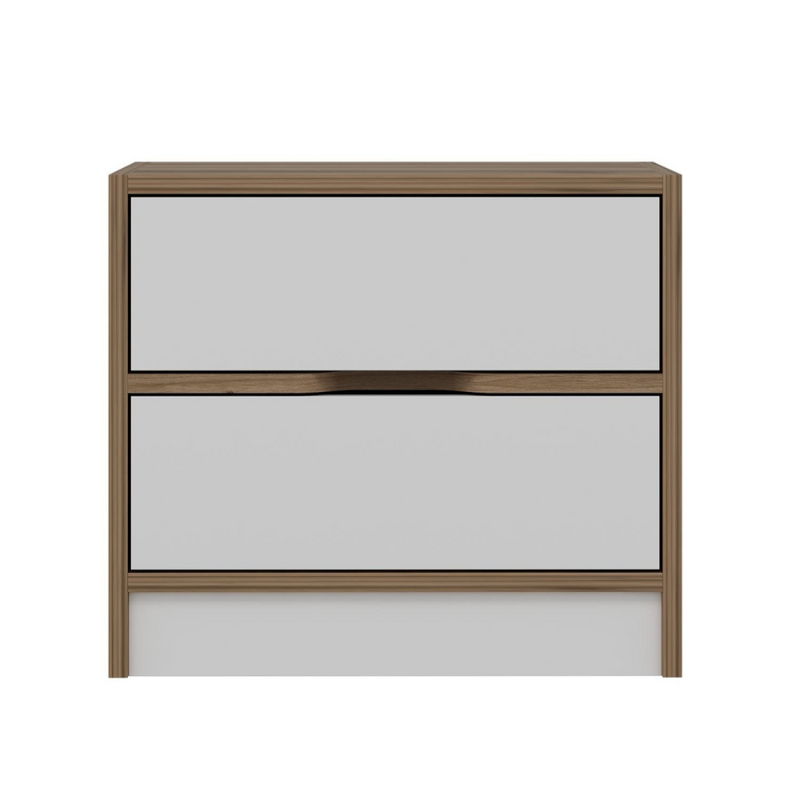Table de chevet bois et blanc 2 tiroirs CLARA