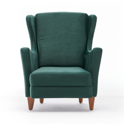 MATHIS - Fauteuil à oreilles en velours vert