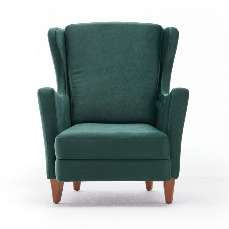 MATHIS - Fauteuil à oreilles en velours vert