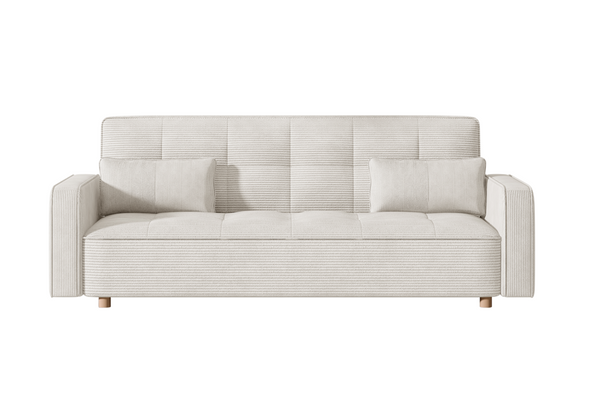 Canapé convertible 3 places en velours côtelé beige COOPER
