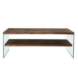 MILLO - Meuble TV contemporain verre et bois 120 cm