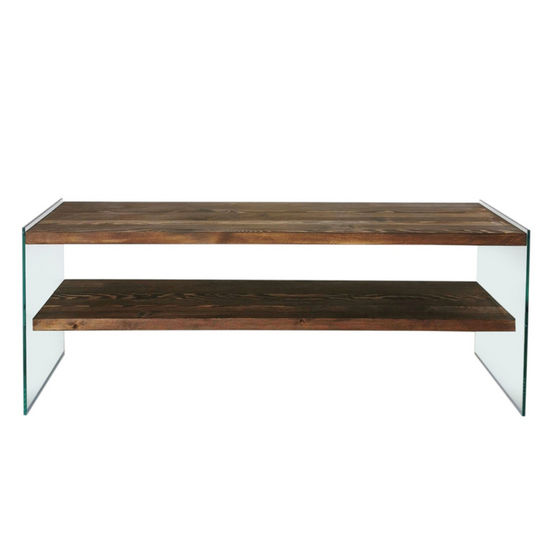 MILLO - Meuble TV contemporain verre et bois 120 cm