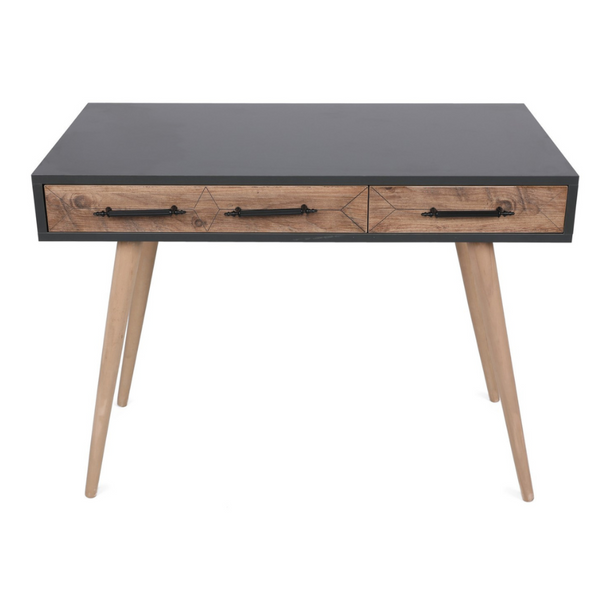 CHILA - Bureau scandinave effet chêne - 2 tiroirs