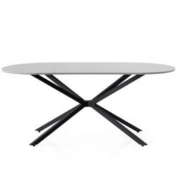SAPHIA - Table à manger 6 personnes gris et noir 180 cm