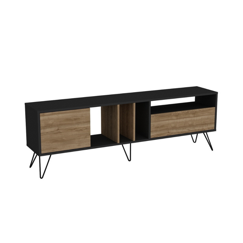 CUVU - Meuble TV bois et or avec rangement 180 cm