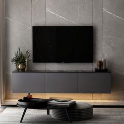 NAEL - Meuble TV contemporain anthracite avec rangement 160 cm