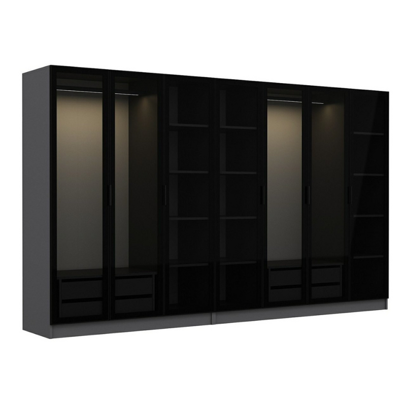 DUMAS - Dressing avec étagères et penderies - 21 espaces de stockage - 315 x 210 x 52 cm