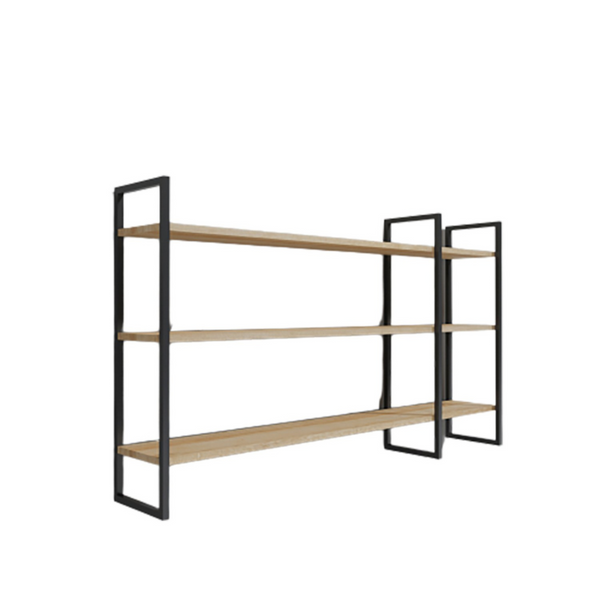 ULURU - Étagère murale design en métal - 3 rangements - bois et noir