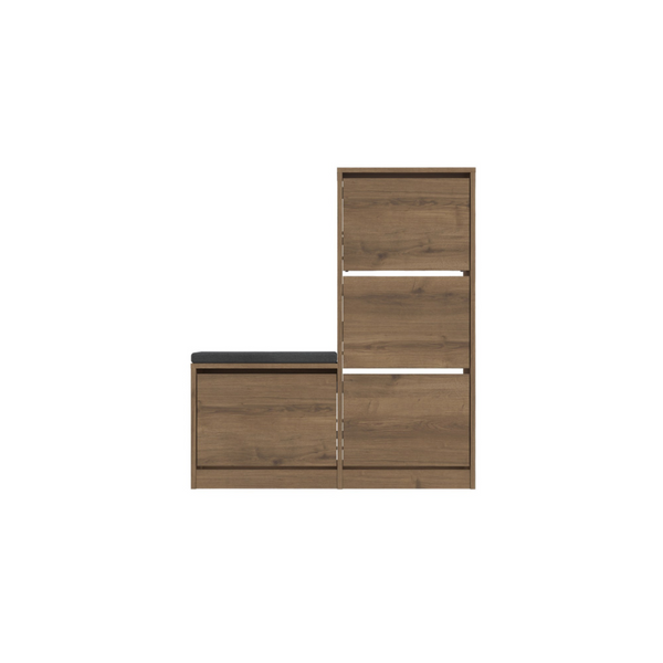 DARWIN - Meuble à chaussures avec assise - 4 rangements - bois