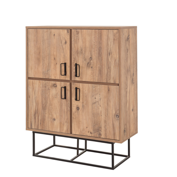 MEXICO - Buffet industriel en bois et métal - 4 portes - 8 rangements