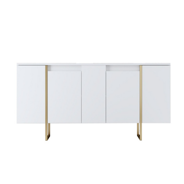 Buffet design blanc et or 160 cm4 portes MINAS
