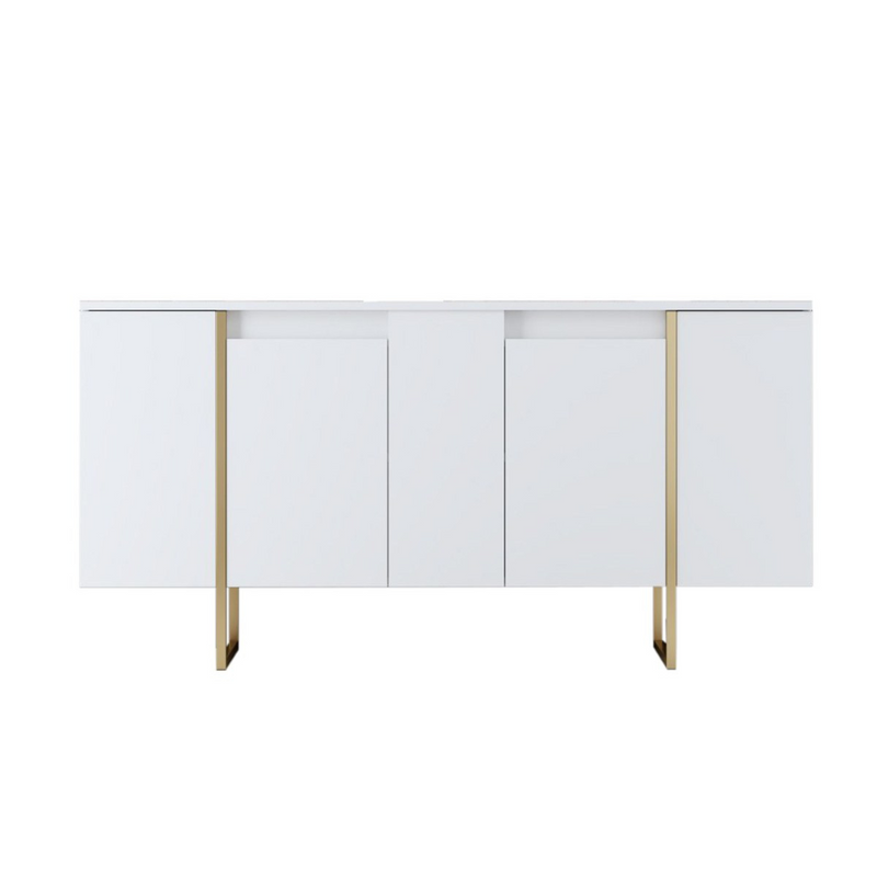 Buffet design blanc et or 160 cm4 portes MINAS