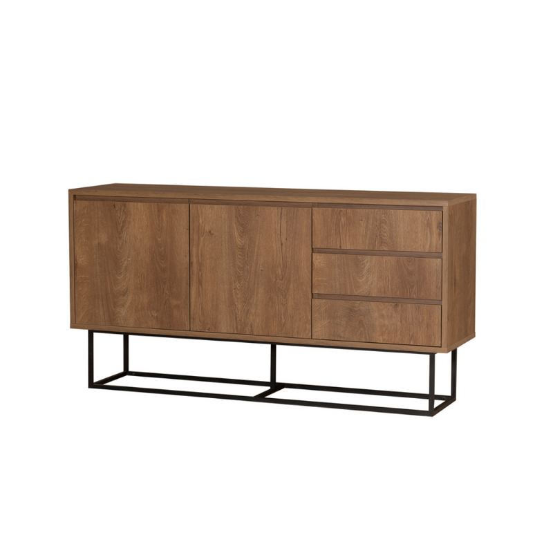 MOBIL - Buffet en bois 2 portes et 3 tiroirs 140 cm