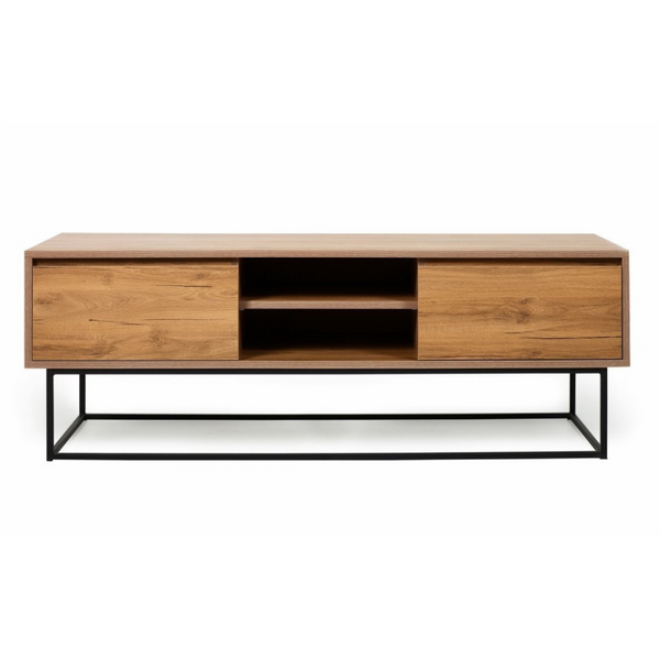 Meuble TV en bois et métal avec rangement 140 cm LINA