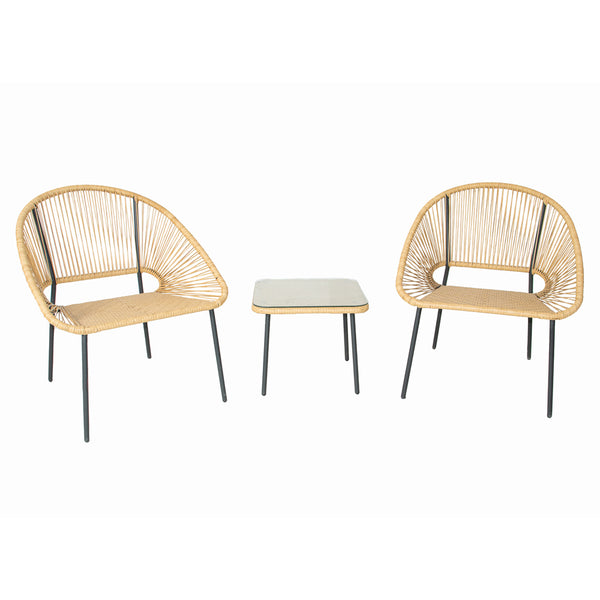 LIO - Salon de jardin 2 places avec table naturel