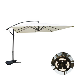 Parasol LED déporté carré 3x3m écru DAVAGNA