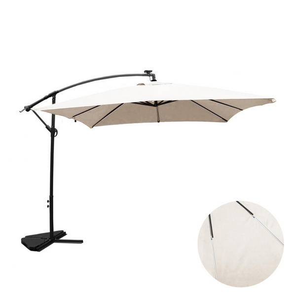 Parasol Néon LED déporté 3x3m écru DAVAGNA