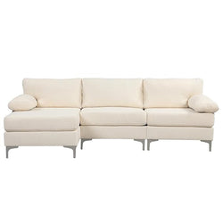 Canapé d'angle gauche 4-5 places en velours beige SOUTH