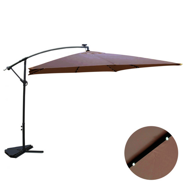 Parasol Bulle LED déporté 3 x 3 m chocolat DAVAGNA