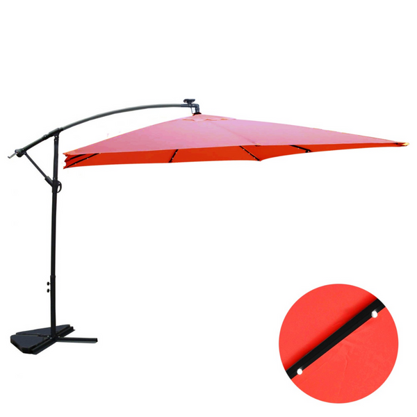 Parasol Bulle LED déporté carré 3x3m terracotta DAVAGNA