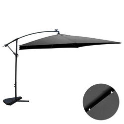 Parasol Bulle LED déporté carré 3x3m gris DAVAGNA