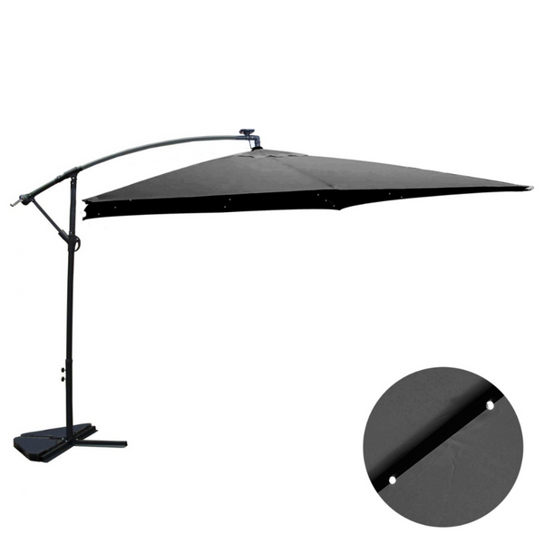 Parasol Bulle LED déporté carré 3x3m gris DAVAGNA