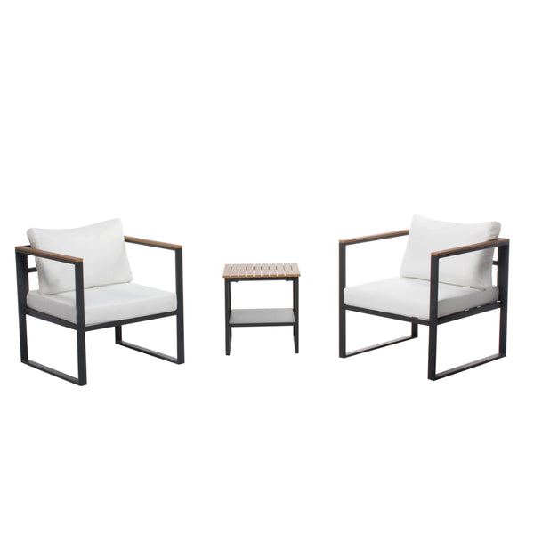 Salon de jardin 2 places design bois/noir - NAZCA