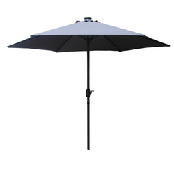 Parasol droit rond led Ø 2,7 m gris FEIRO