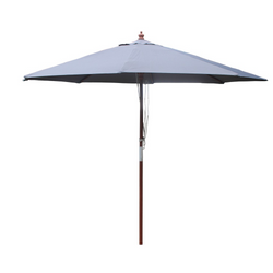 Parasol en bois rond Ø 2,7 m toile grise CASERTE
