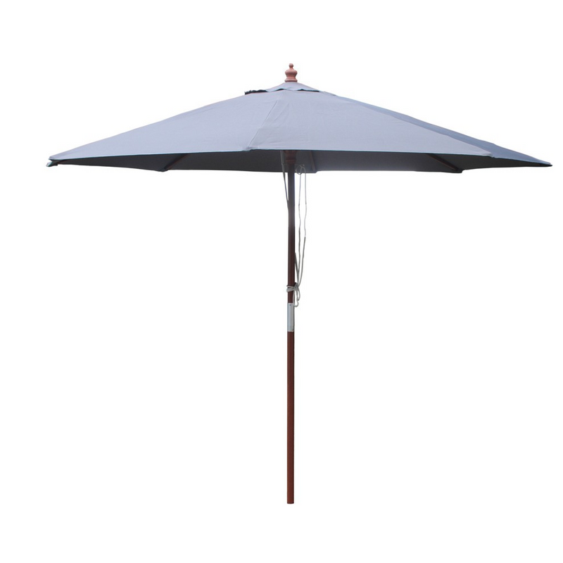 Parasol en bois rond Ø 2,7 m toile grise CASERTE
