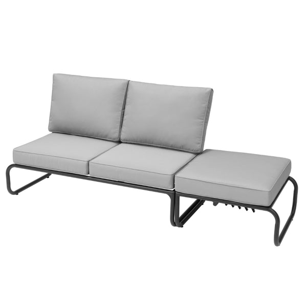 Salon de jardin canapé modulable 2-3 places gris en aluminium