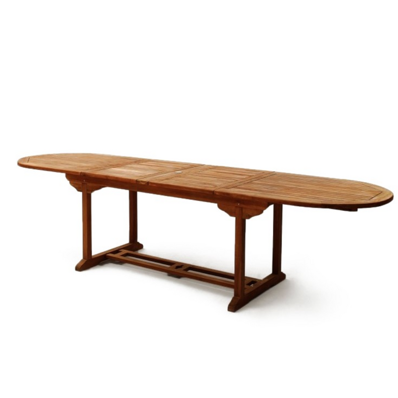 Table de jardin ovale 10 places et 10 chaises en teck huilé NARRA