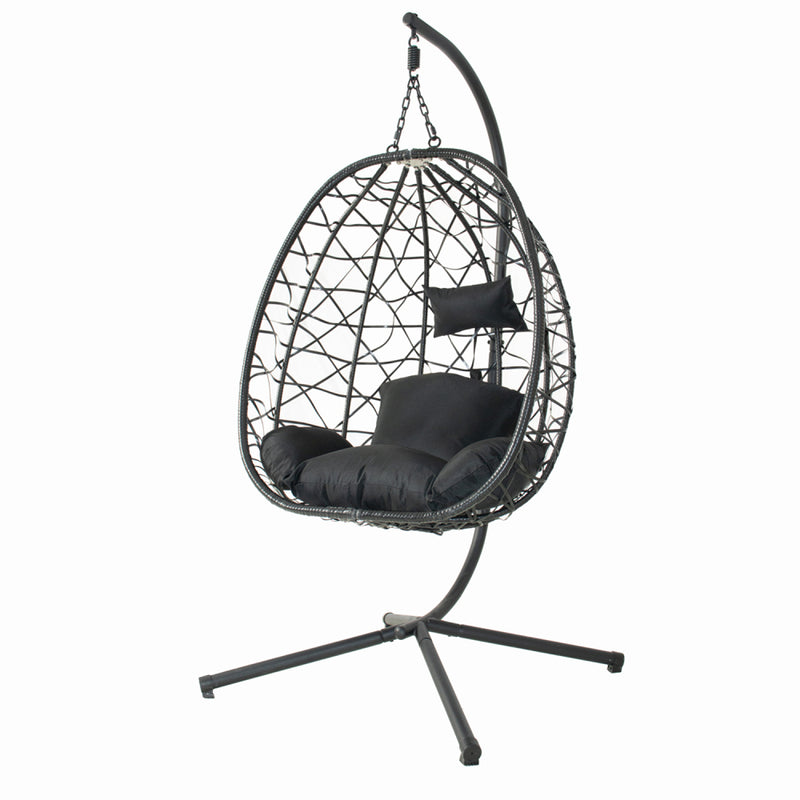 Fauteuil suspendu effet rotin noir LIMA