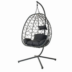 Fauteuil suspendu effet rotin noir LIMA
