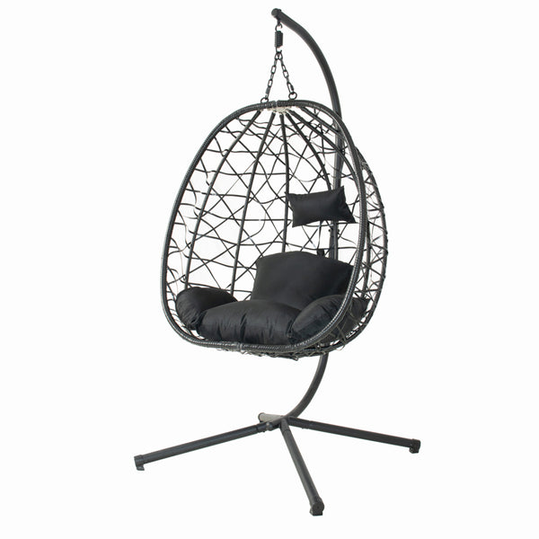 Fauteuil suspendu effet rotin noir LIMA