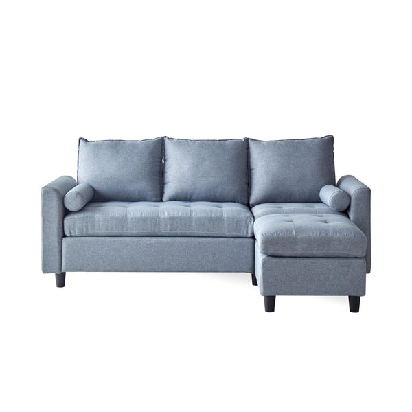 CHARLES - Canapé 3 places en tissu avec pouf gris clair