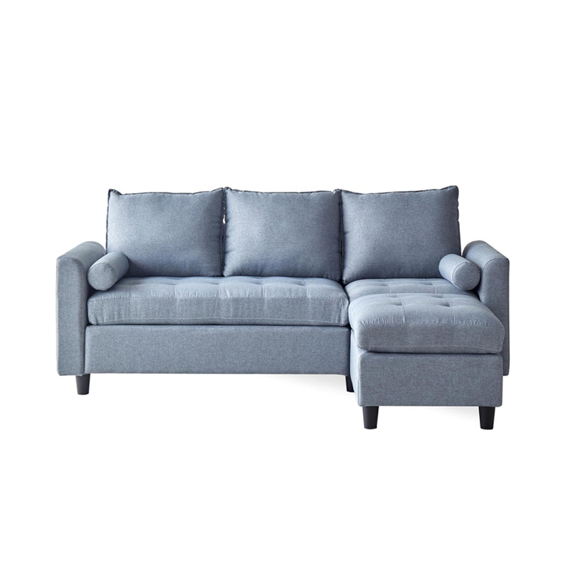 CHARLES - Canapé 3 places en tissu avec pouf gris clair