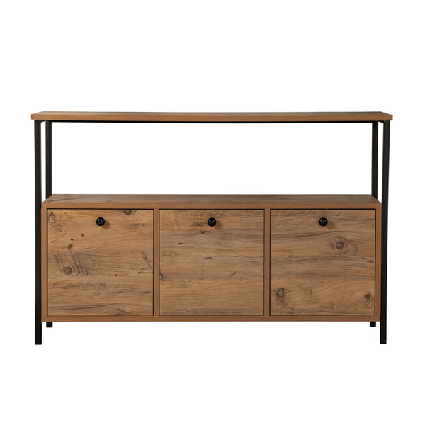 ALICE Console avec rangements bois et métal noir 120x77cm