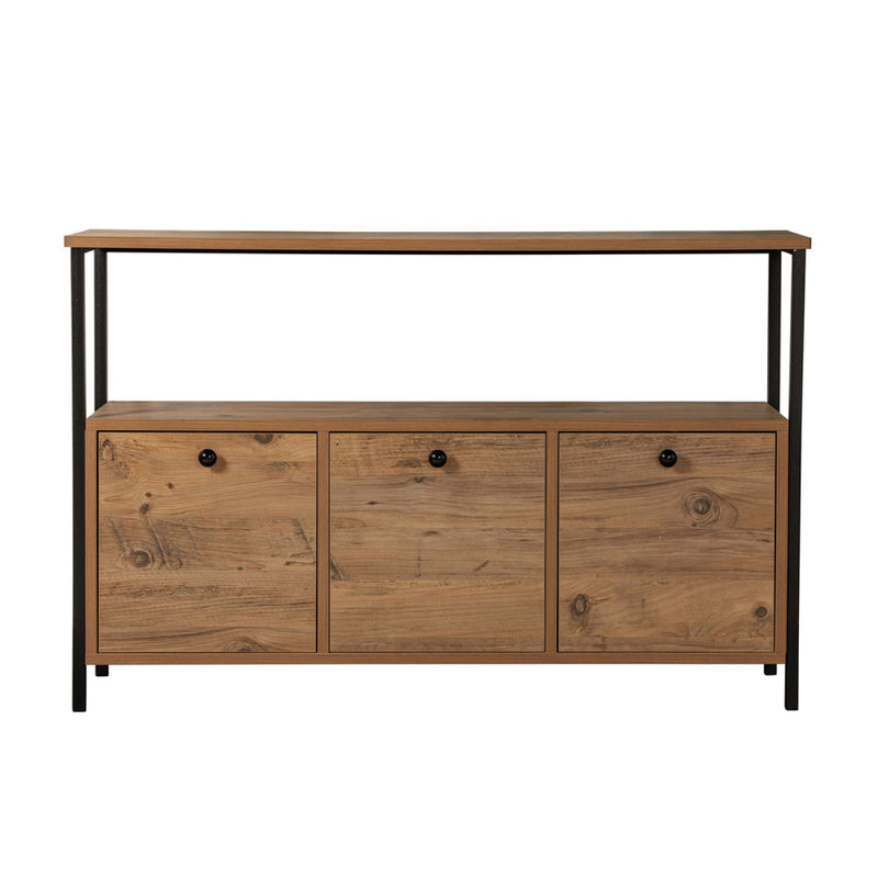 ALICE Console avec rangements bois et métal noir 120x77cm