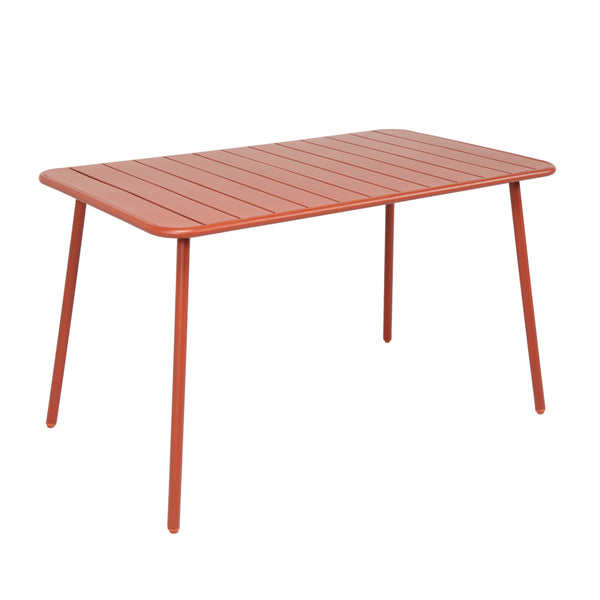 EVORA Table salon de jardin repas 4 à 6 places 120x70cm terracotta